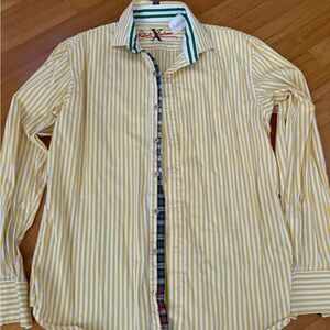 Robert Graham Yellow Striped Men's Shirt,medium